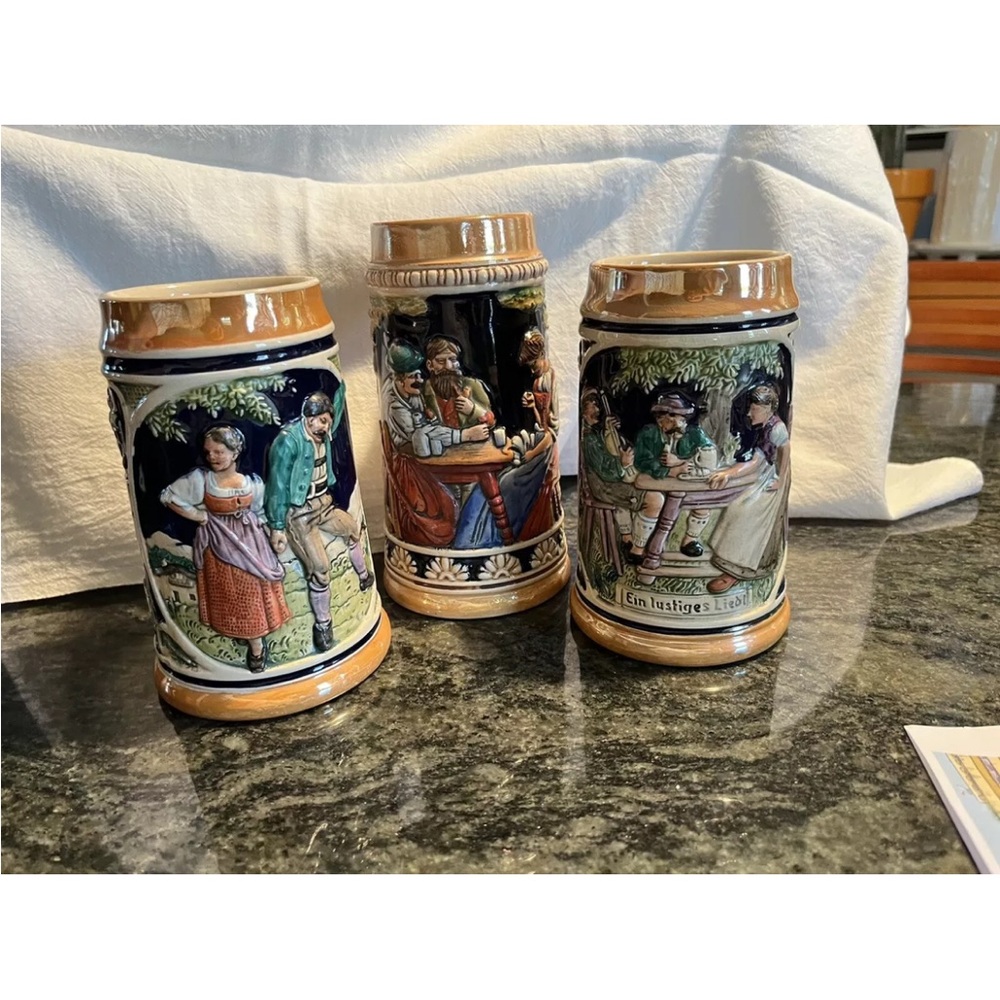 Vintage German Beer Steins - 3 Different